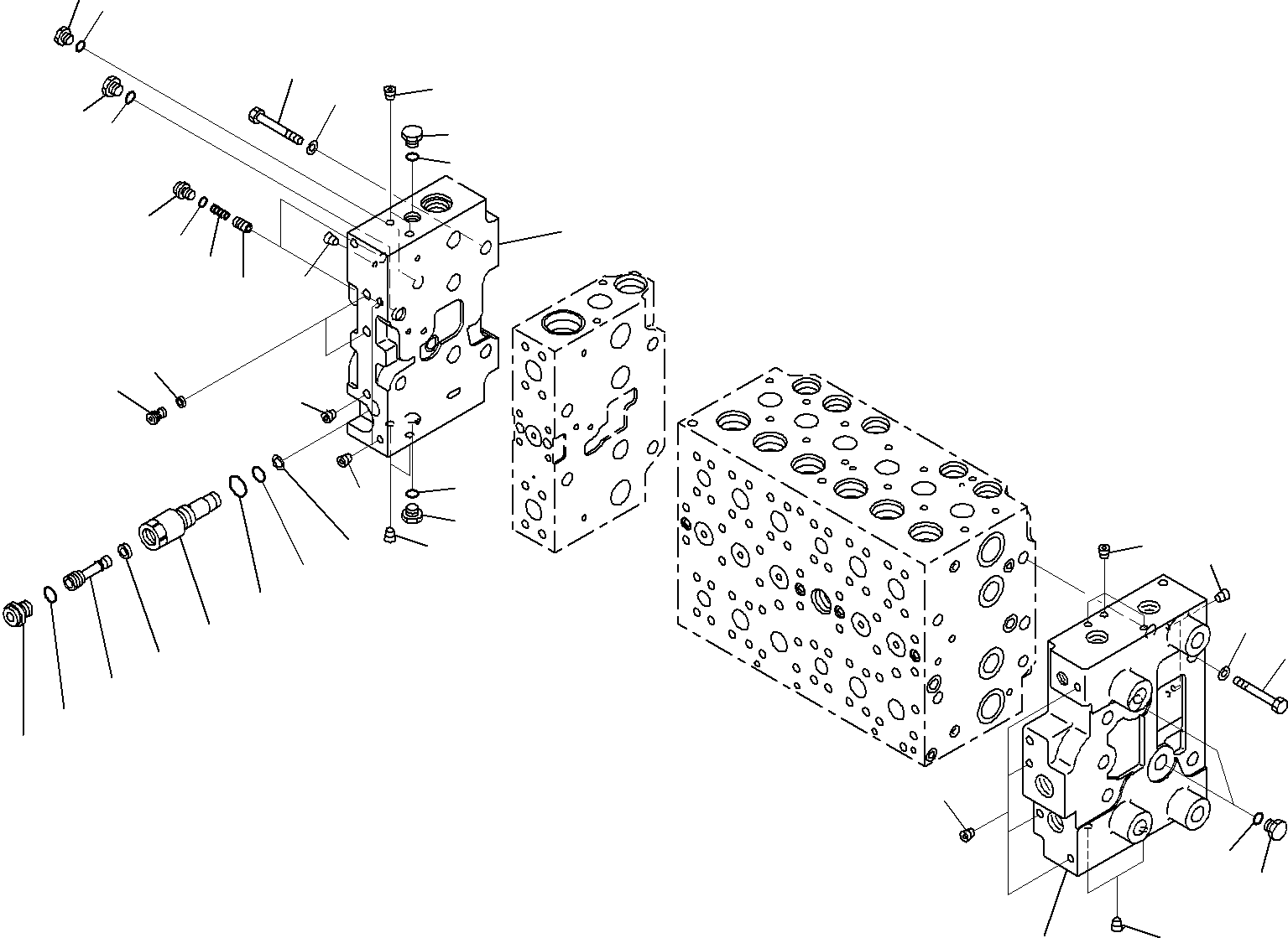 Komatsu parts book diagram for PC290-8K S/N 10001-UP ( Standard Machine ): MAIN CONTROL VALVE, FOR MACHINE WITH 1-ADDITIONAL ACTUATOR CIRCUIT AND BOOM HOLDING VALVE (7/22)(#10001-)