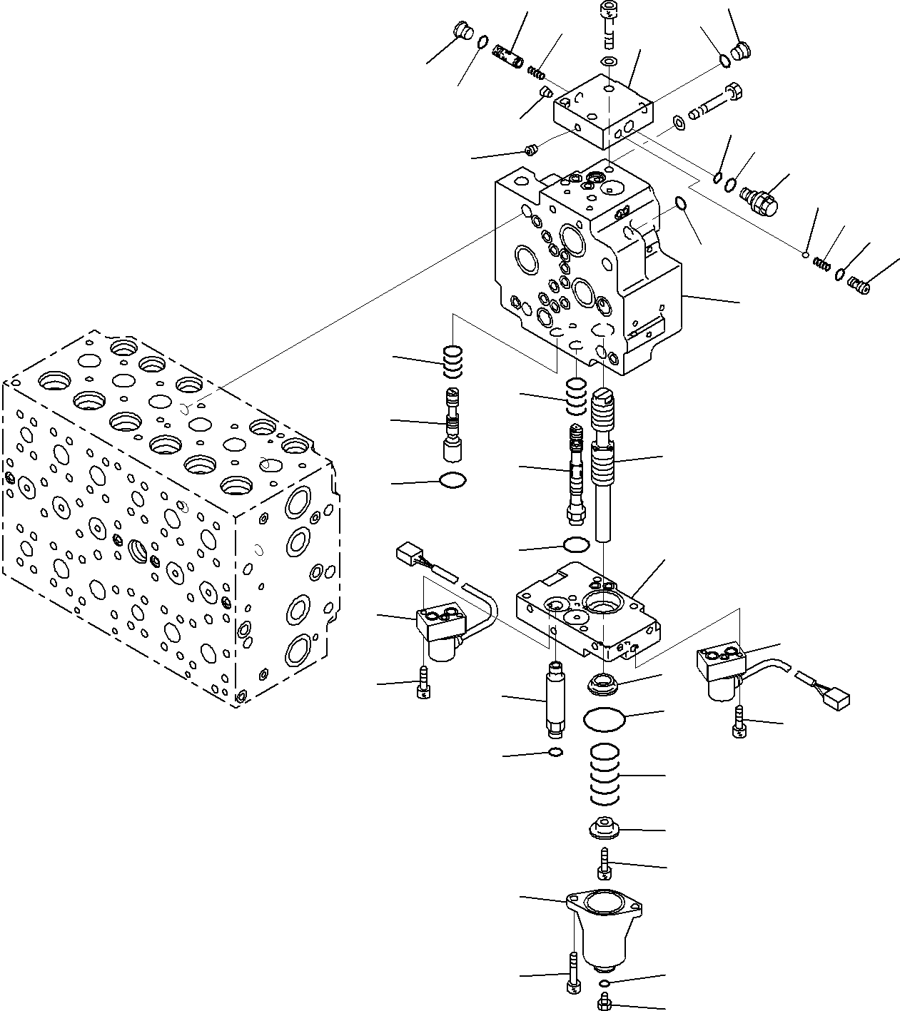 Komatsu parts book diagram for PC290-8K S/N 10001-UP ( Standard Machine ): MAIN CONTROL VALVE, FOR MACHINE WITH 1-ADDITIONAL ACTUATOR CIRCUIT AND BOOM HOLDING VALVE (13/22)(#10001-)