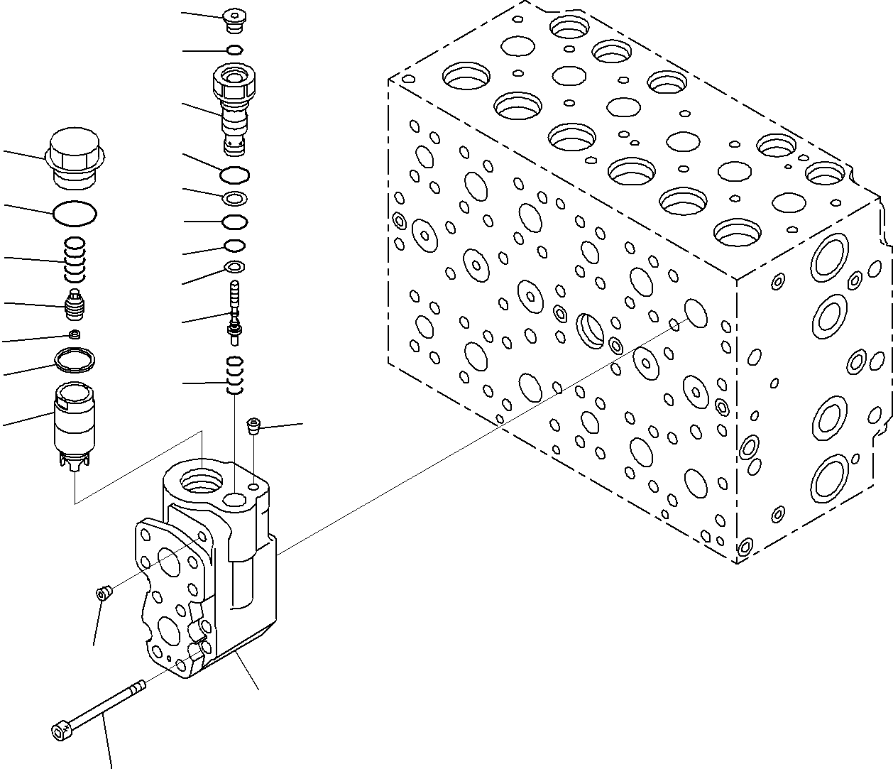 Komatsu parts book diagram for PC290-8K S/N 10001-UP ( Standard Machine ): MAIN CONTROL VALVE, FOR MACHINE WITH 1-ADDITIONAL ACTUATOR CIRCUIT AND BOOM HOLDING VALVE (19/22)(#10001-)