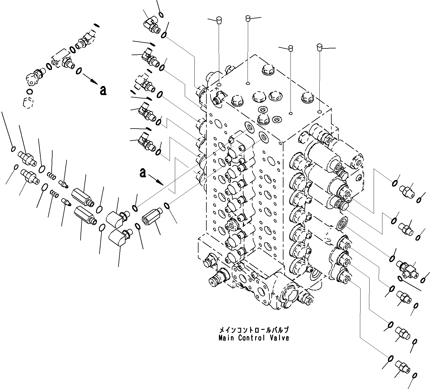 Komatsu parts book diagram for PC290-8K S/N 10001-UP ( Standard Machine ): MAIN CONTROL VALVE, FOR MACHINE WITH 1-ADDITIONAL ACTUATOR CIRCUIT AND BOOM HOLDING VALVE (20/22)(#10001-)