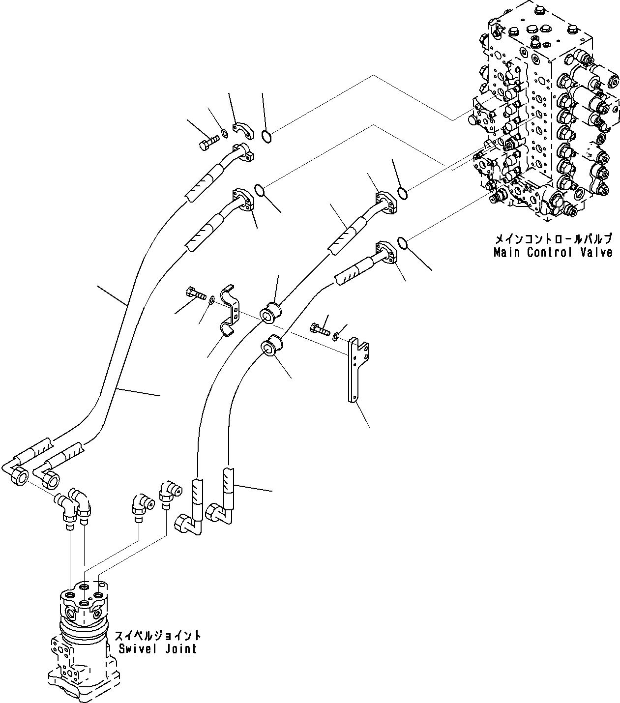 Komatsu parts book diagram for PC290-8K S/N 10001-UP ( Standard Machine ): TRAVEL CIRCUIT(#20001-)