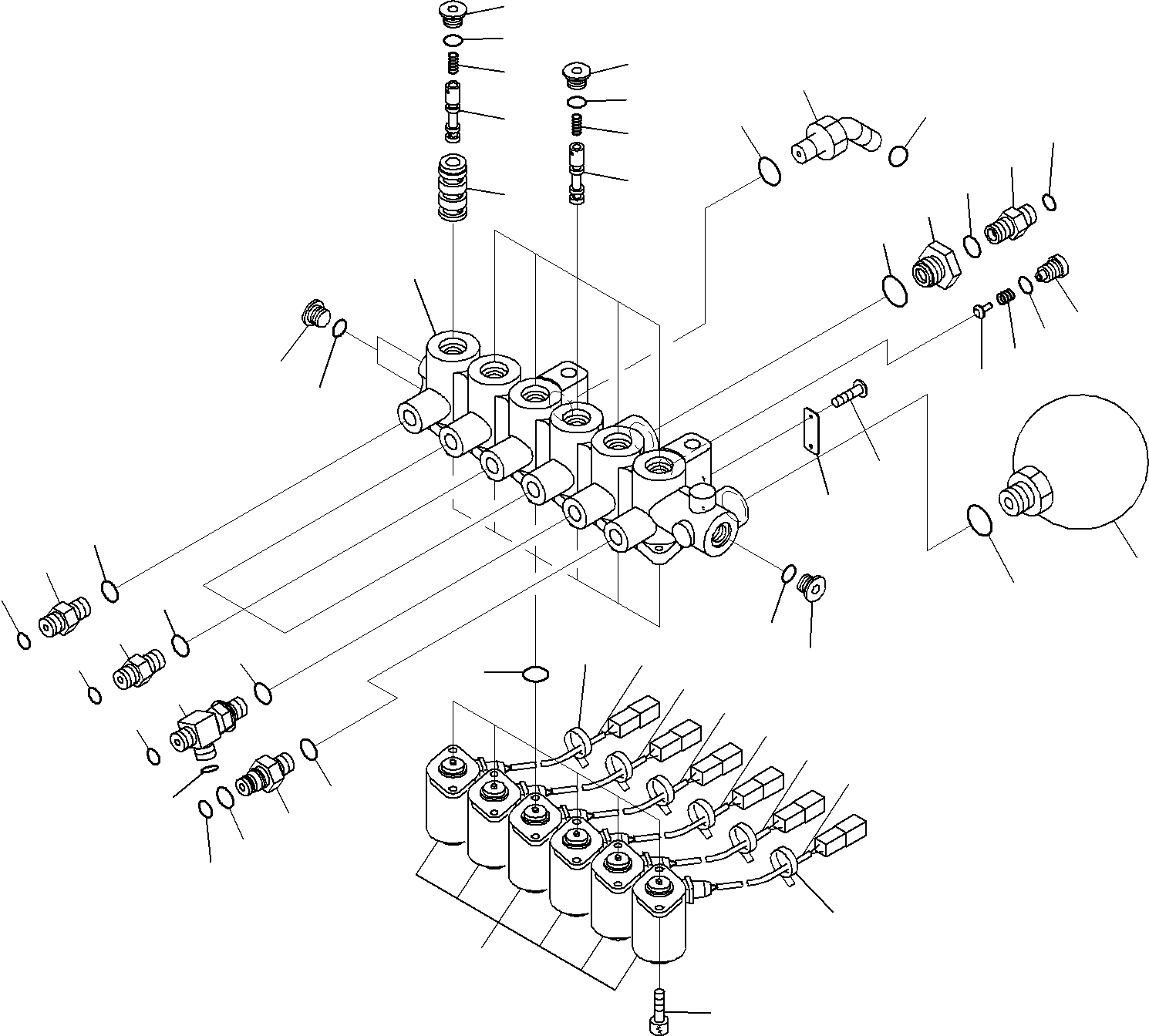 Komatsu parts book diagram for PC290-8K S/N 10001-UP ( Standard Machine ): SOLENOID VALVE CIRCUIT, FOR MACHINE WITH 1-ADDITIONAL ACTUATOR CIRCUIT (1/2)(#20001-)