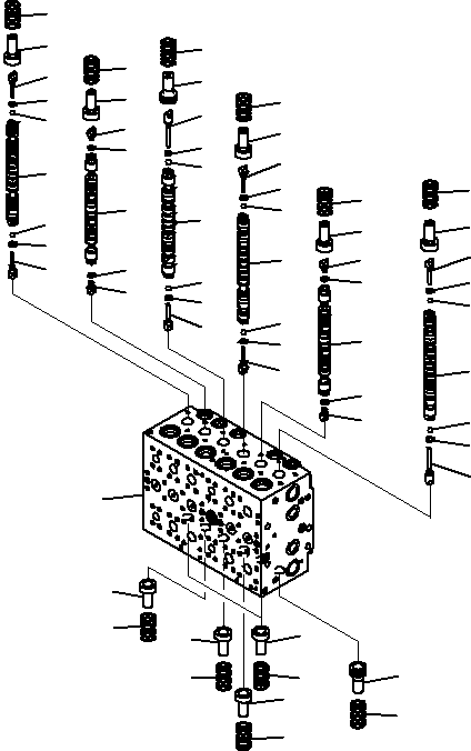Komatsu parts book diagram for PC290-8K S/N 10001-UP ( Standard Machine ): MAIN CONTROL VALVE, FOR MACHINE WITH 2-ADDITIONAL ACTUATOR CIRCUIT (1/24)(#10001-)