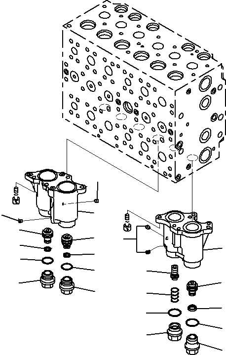 Komatsu parts book diagram for PC290-8K S/N 10001-UP ( Standard Machine ): MAIN CONTROL VALVE, FOR MACHINE WITH 2-ADDITIONAL ACTUATOR CIRCUIT (2/24)(#10001-)