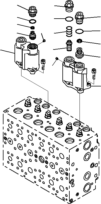 Komatsu parts book diagram for PC290-8K S/N 10001-UP ( Standard Machine ): MAIN CONTROL VALVE, FOR MACHINE WITH 2-ADDITIONAL ACTUATOR CIRCUIT (3/24)(#10001-)
