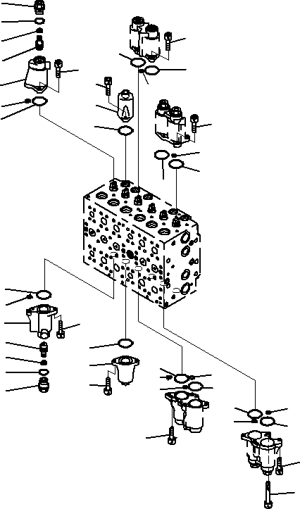 Komatsu parts book diagram for PC290-8K S/N 10001-UP ( Standard Machine ): MAIN CONTROL VALVE, FOR MACHINE WITH 2-ADDITIONAL ACTUATOR CIRCUIT (4/24)(#10001-)