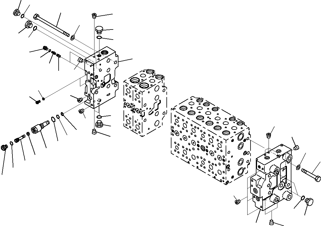 Komatsu parts book diagram for PC290-8K S/N 10001-UP ( Standard Machine ): MAIN CONTROL VALVE, FOR MACHINE WITH 2-ADDITIONAL ACTUATOR CIRCUIT (7/24)(#10001-)