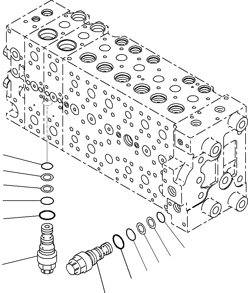 Komatsu parts book diagram for PC290-8K S/N 10001-UP ( Standard Machine ): MAIN CONTROL VALVE, FOR MACHINE WITH 2-ADDITIONAL ACTUATOR CIRCUIT (8/24)(#10001-)