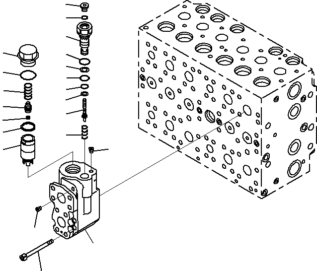 Komatsu parts book diagram for PC290-8K S/N 10001-UP ( Standard Machine ): MAIN CONTROL VALVE, FOR MACHINE WITH 2-ADDITIONAL ACTUATOR CIRCUIT (21/24)(#10001-)
