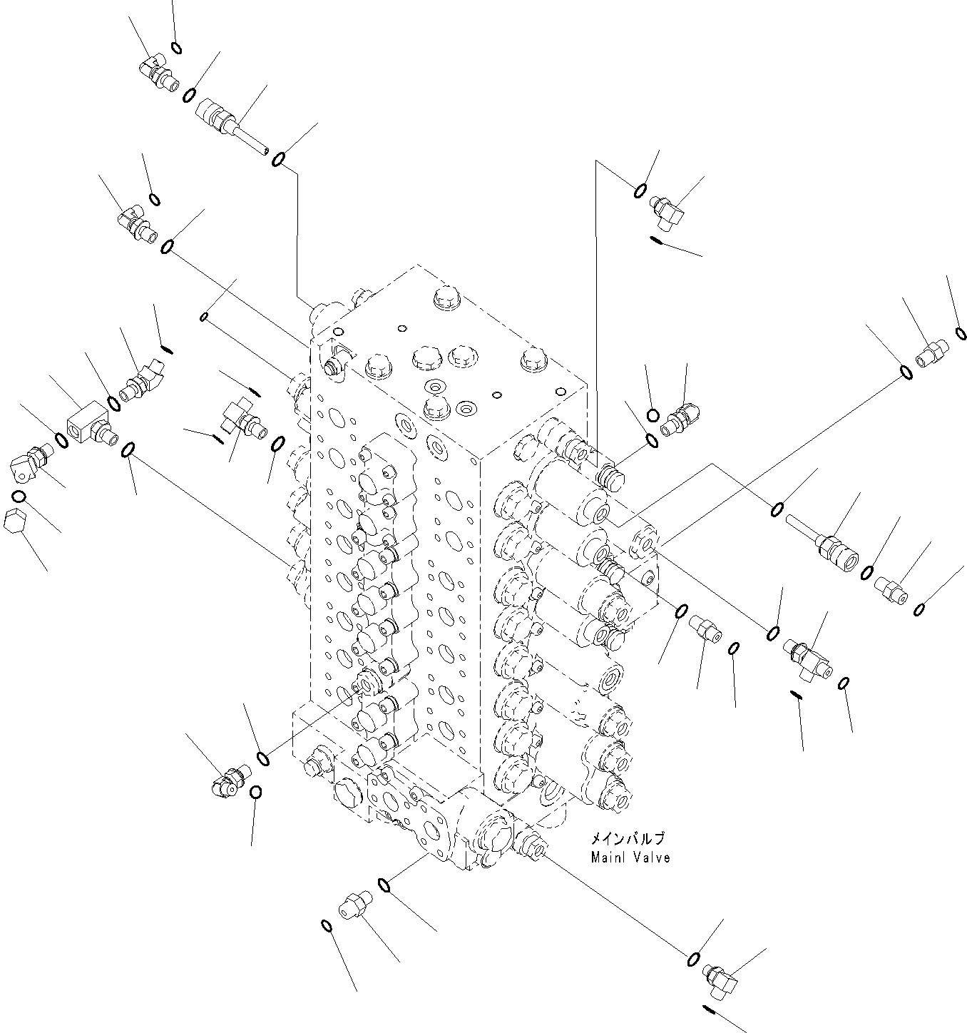 Komatsu parts book diagram for PC290-8K S/N 10001-UP ( Standard Machine ): MAIN CONTROL VALVE, FOR MACHINE WITH 2-ADDITIONAL ACTUATOR CIRCUIT (23/24)(#10001-)