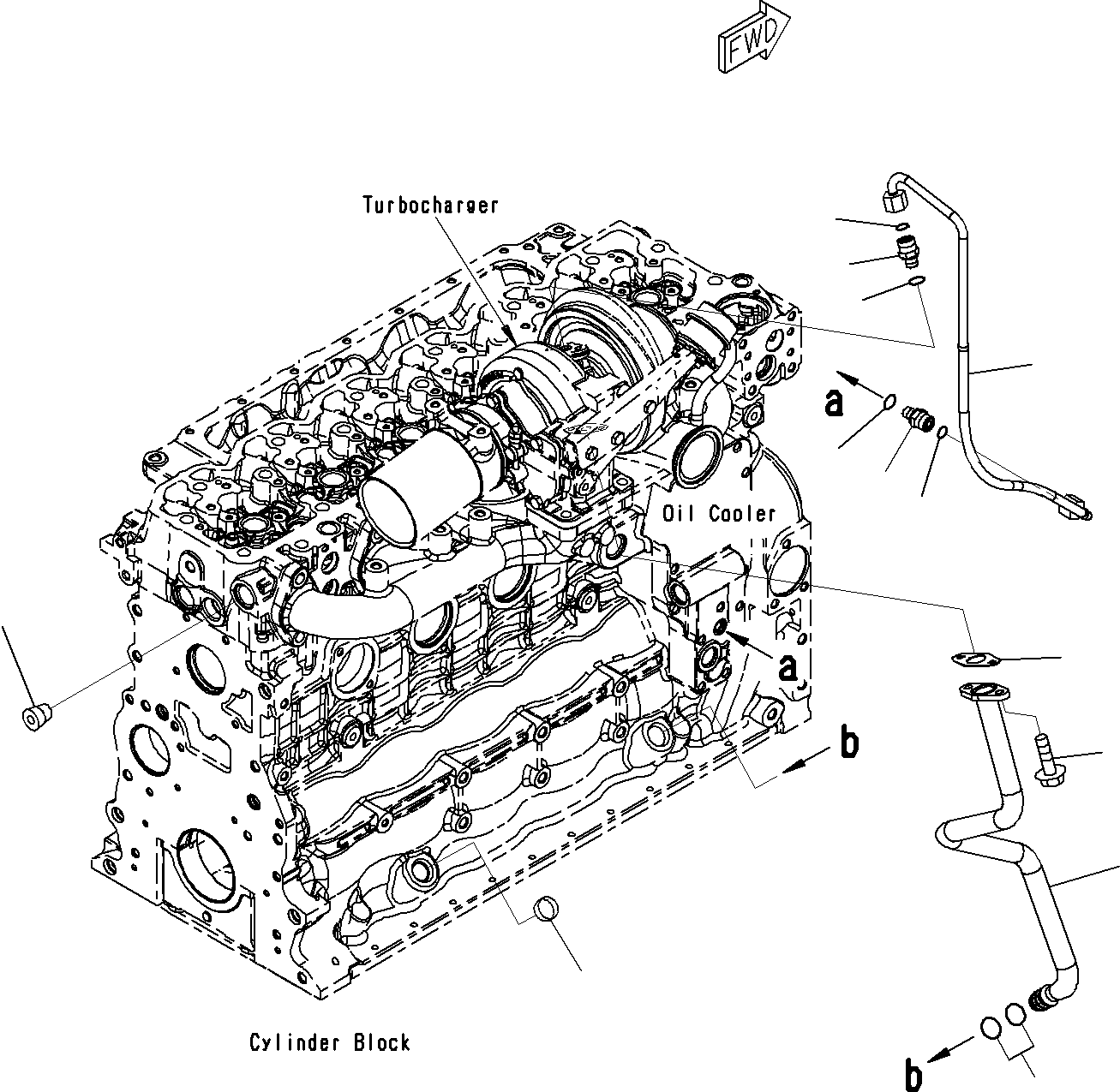 Komatsu parts book diagram for SAA6D107E-1E S/N 21711506-UP (For PC290LC/NLC-8): TURBOCHARGER LUBE PIPING