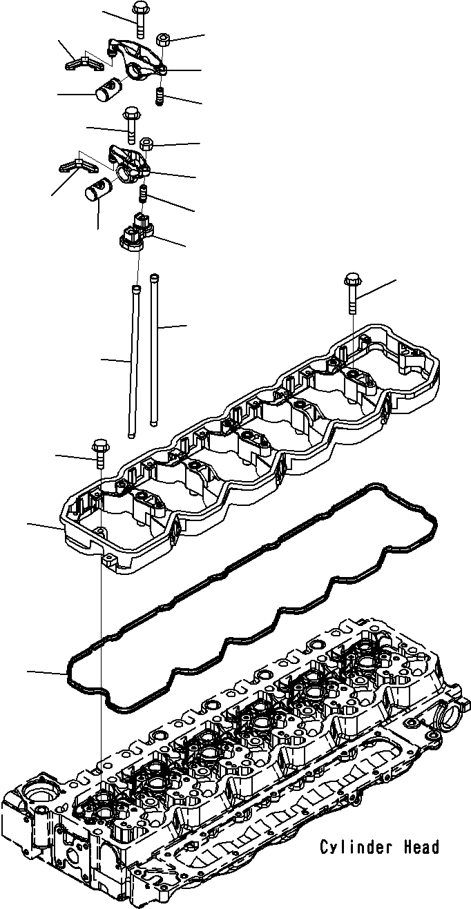 Komatsu parts book diagram for SAA6D107E-1E S/N 21711506-UP (For PC290LC/NLC-8): ROCKER ARM HOUSING AND ROCKER ARM