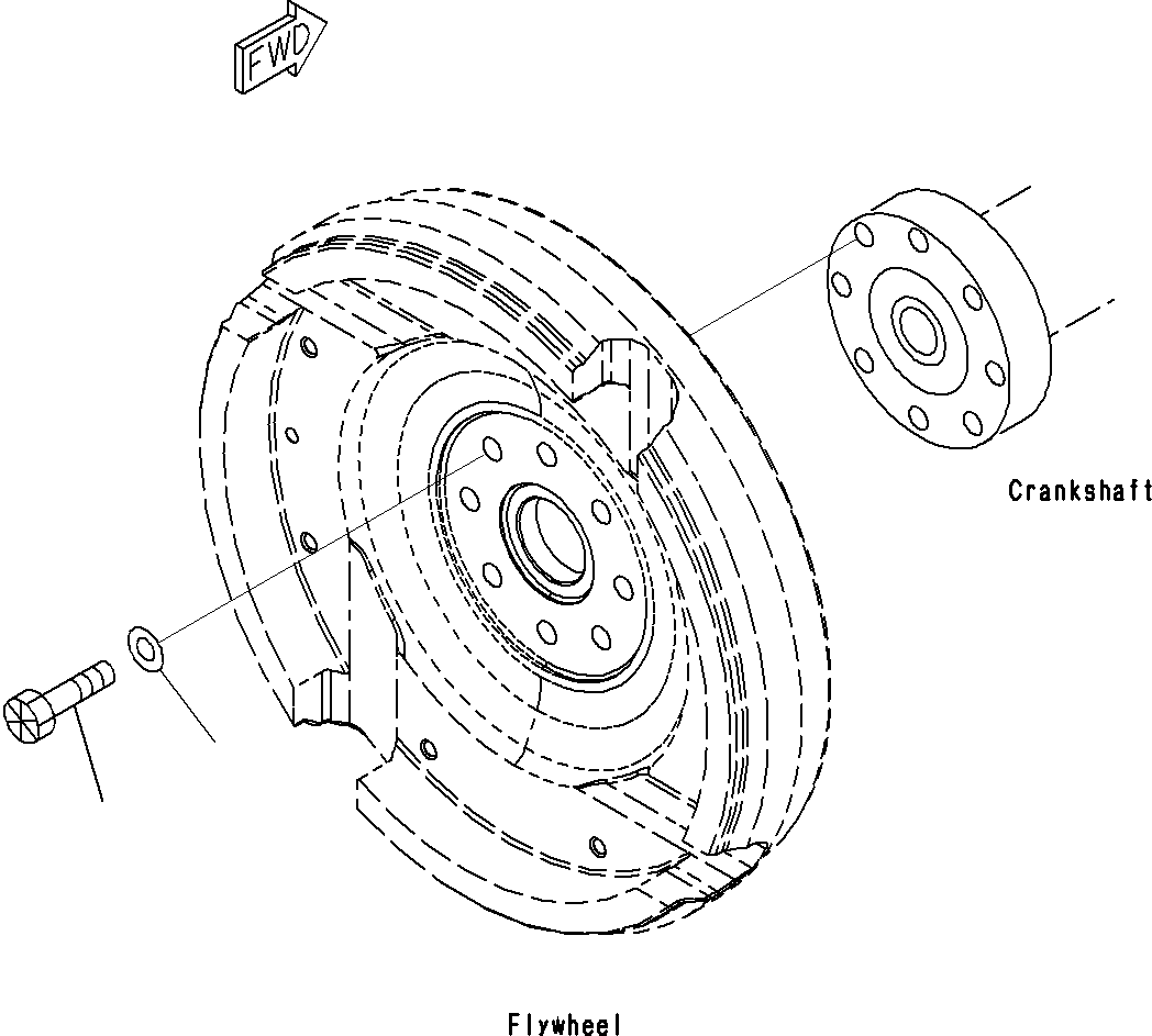 Komatsu parts book diagram for SAA6D107E-1E S/N 21711506-UP (For PC290LC/NLC-8): FLYWHEEL MOUNTS