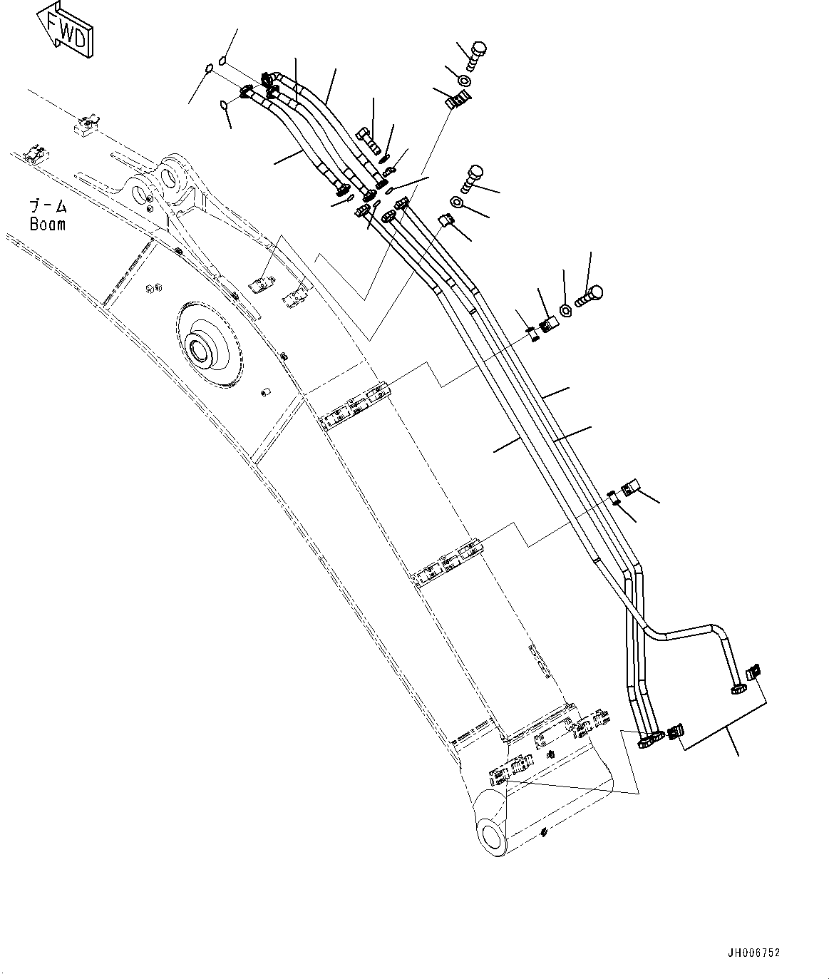 Excavators Komatsu / PC350LC-8 S/N 60022-UP(0000107c) / Boom, Arm Cylinder Piping (#62347-)(T005004 : T1110-006002A)