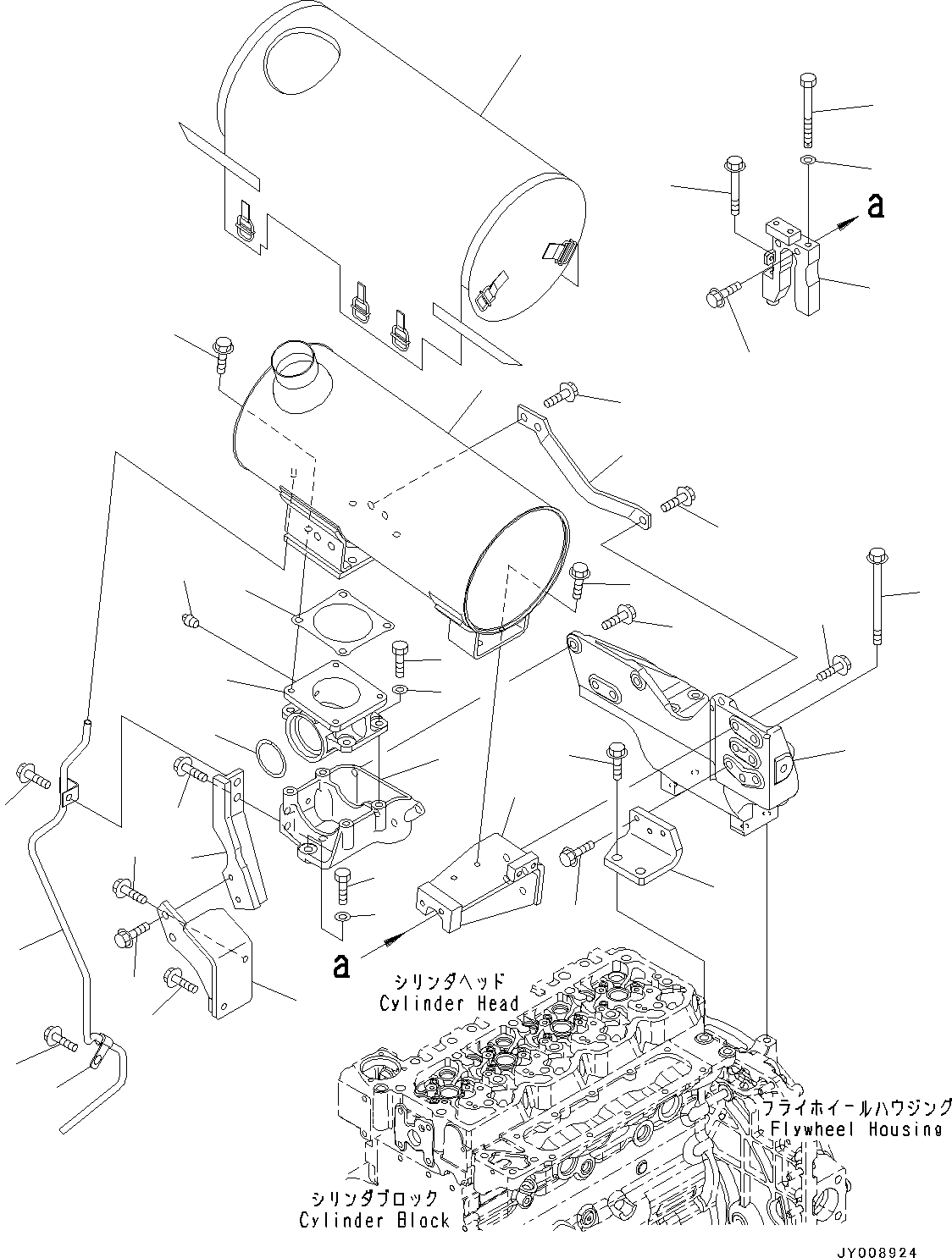 Engines Komatsu / SAA4D107E-1AA S/N 26513014-UP (For D39EX-22/D39PX-22)(0000117c) / Exhaust Muffler (#26513014-)(A013001 : A1610-001001)