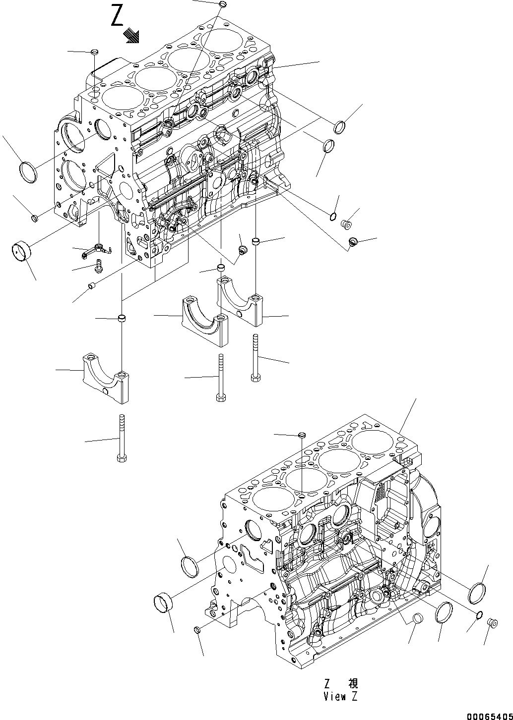 Engines Komatsu / SAA4D107E-1AA S/N 26513014-UP (For D39EX-22/D39PX-22)(0000117c) / Cylinder Block (#26513014-)(B014001 : A2019-001001)