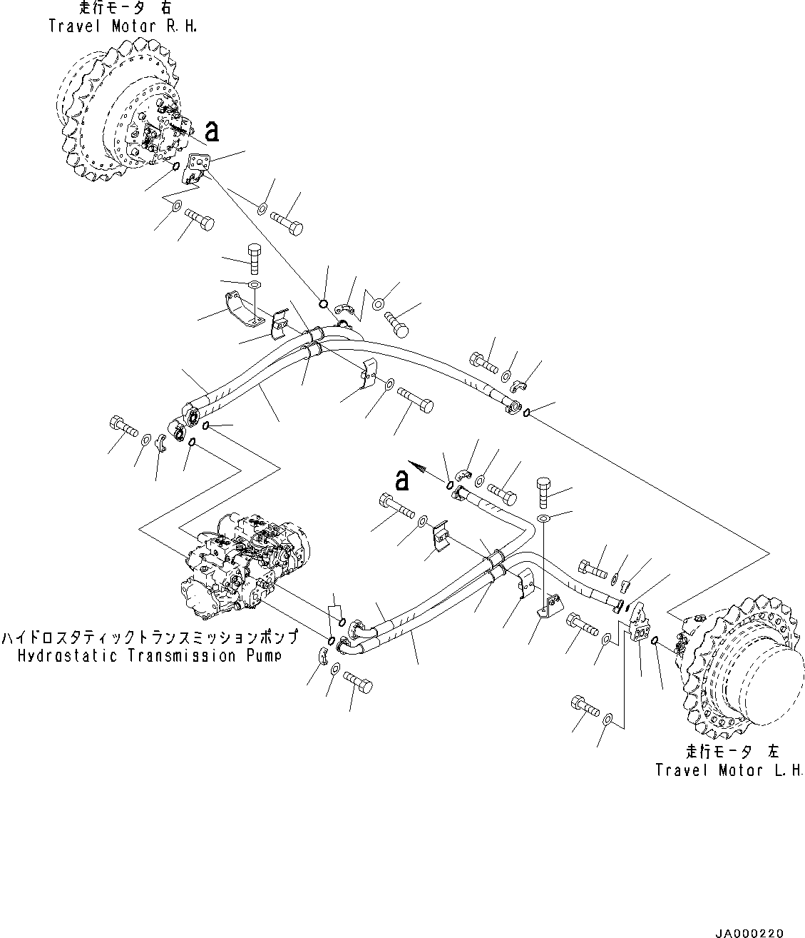 Bulldozers Komatsu / D39PX-22 S/N 3001-UP(0000118c) / Travel Motor Piping (#3001-)(H008001 : H1310-001001)