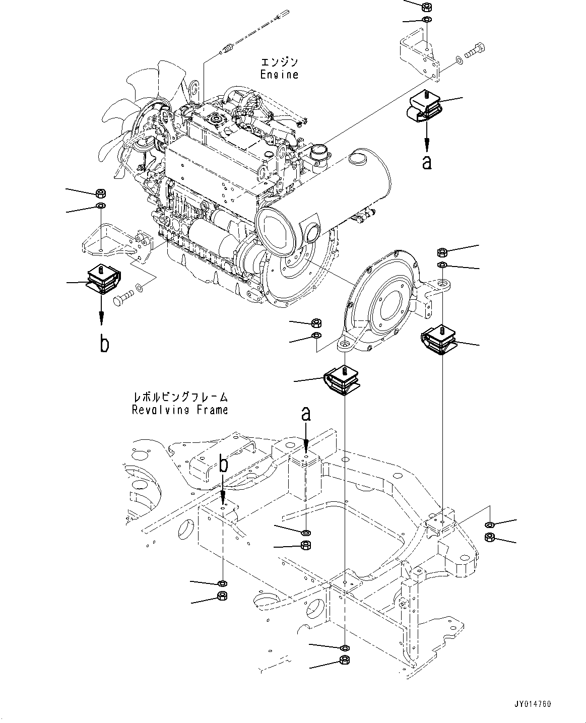 Excavators Komatsu / PC45MR-3 S/N 5001-UP (North America Spec.)(0000125c) / Engine Mounting (#5427-)(B002001 : B0100-002001)