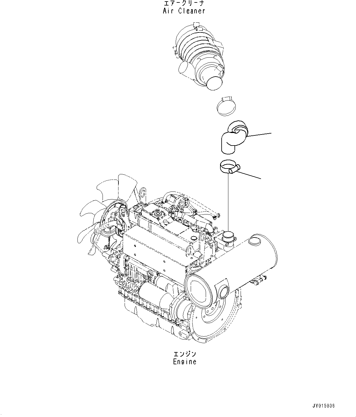 Excavators Komatsu / PC45MR-3 S/N 5001-UP (North America Spec.)(0000125c) / Engine Unit, Air Cleaner Hose (#6201-6700)(B021003 : B9999-011003)