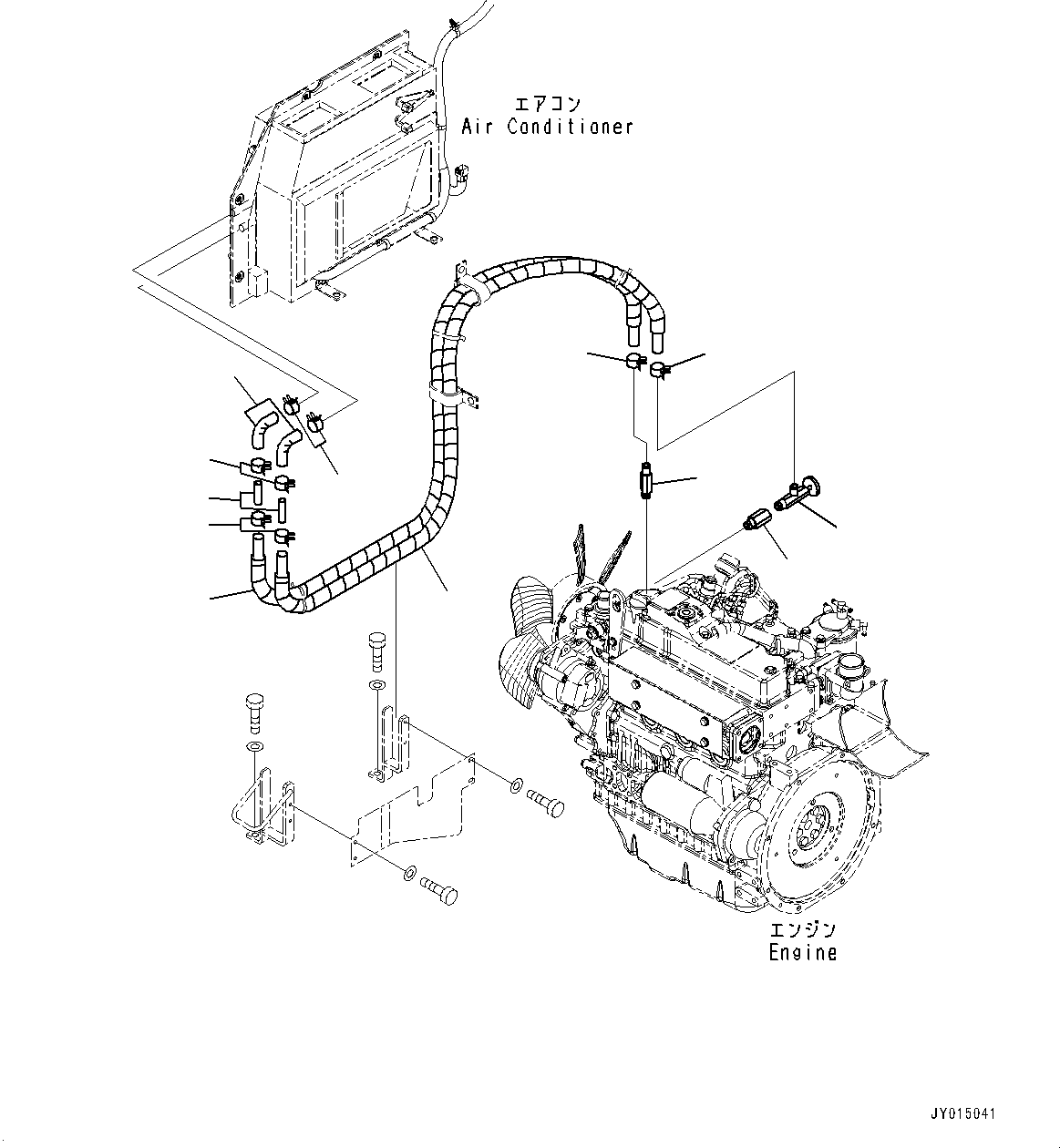 Excavators Komatsu / PC45MR-3 S/N 5001-UP (North America Spec.)(0000125c) / Engine Unit, Heater Piping (#6201-6700)(B021016 : B9999-011015)