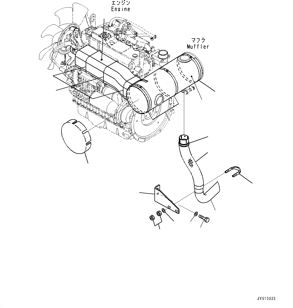 Excavators Komatsu / PC45MR-3 S/N 5001-UP (North America Spec.)(0000125c) / Engine Unit, Exhaust Muffler Related Parts (#6001-6200)(B012002 : B9999-006002)