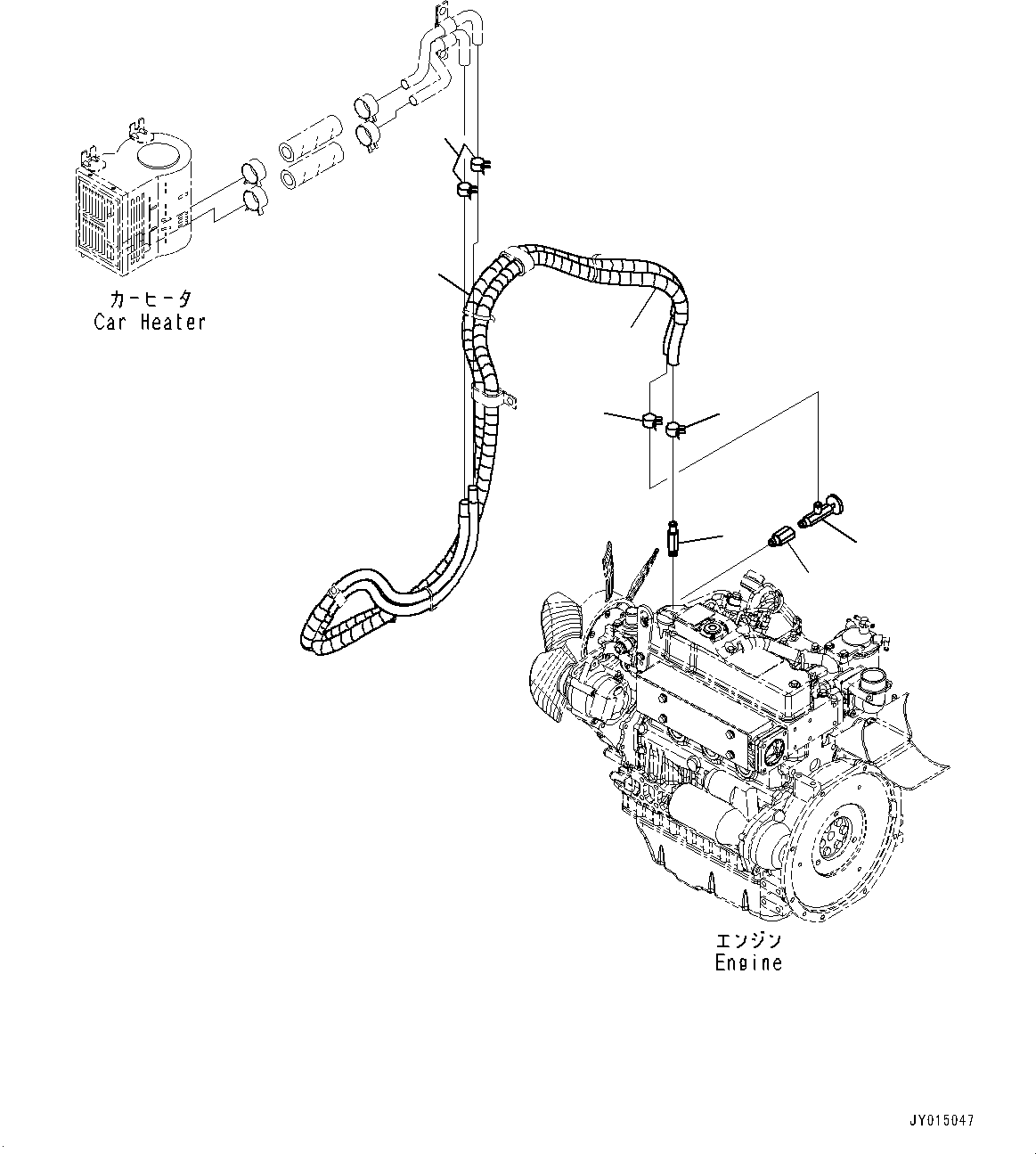 Excavators Komatsu / PC45MR-3 S/N 5001-UP (North America Spec.)(0000125c) / Engine Unit, Heater Piping (#6201-6700)(B013014 : B9999-010013)