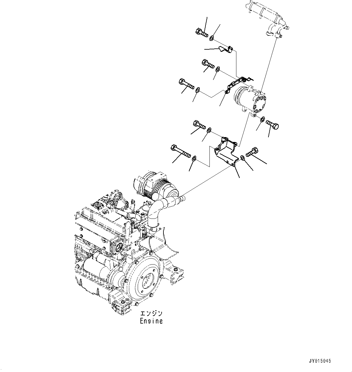 Excavators Komatsu / PC45MR-3 S/N 5001-UP (North America Spec.)(0000125c) / Engine Unit, Bracket (#6201-6700)(B021021 : B9999-011020)