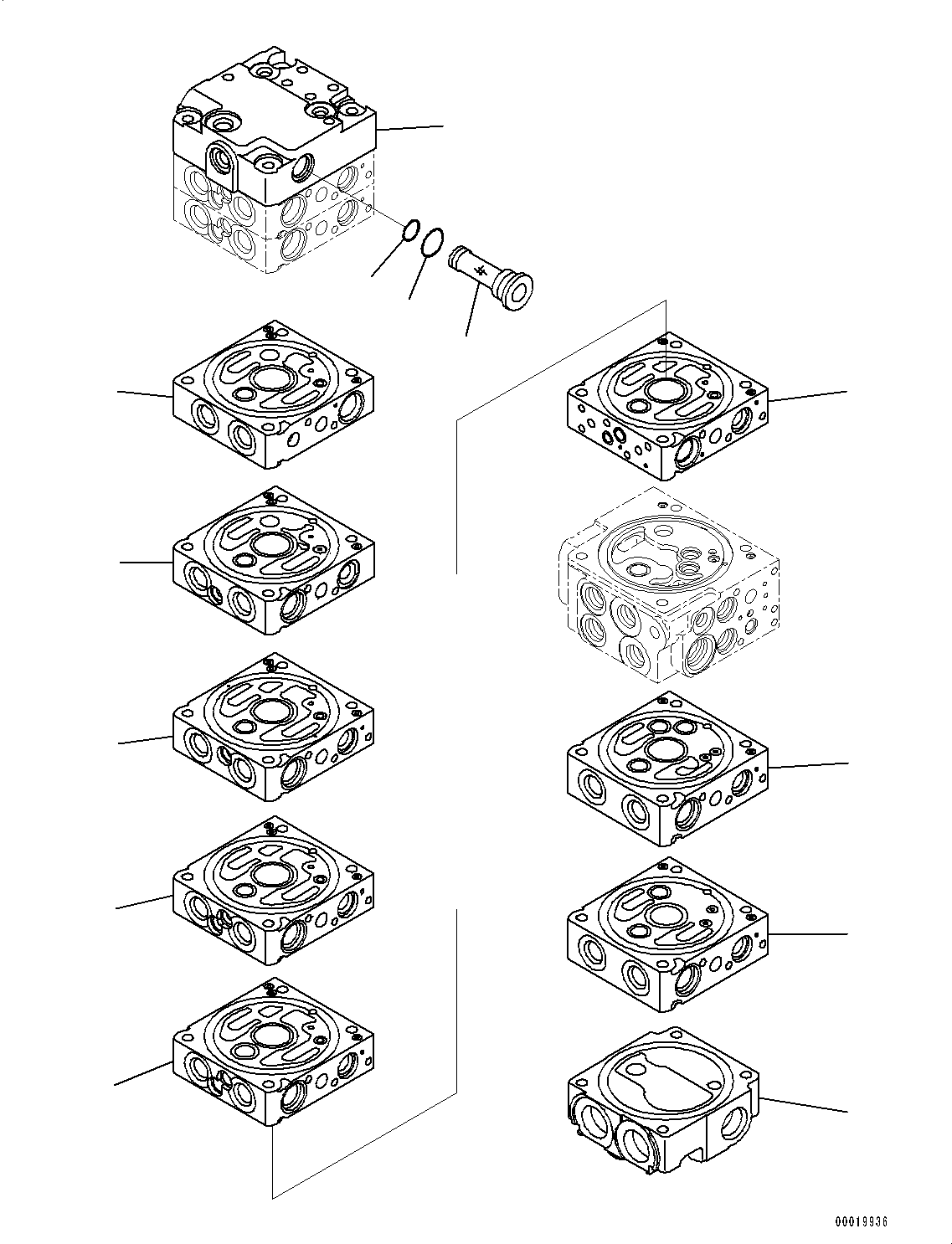 Excavators Komatsu / PC45MR-3 S/N 5001-UP (North America Spec.)(0000125c) / Control Valve, Inner Parts (1/25) (#5401-6000)(H005001 : H0120-007001)