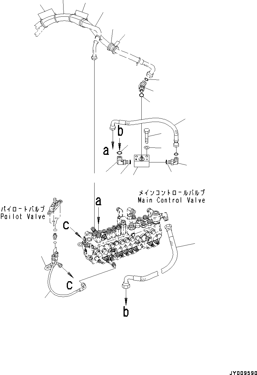 Excavators Komatsu / PC45MR-3 S/N 5001-UP (North America Spec.)(0000125c) / Control Valve, Attachment Piping (#5001-5400)(H004038 : H0120-003037)