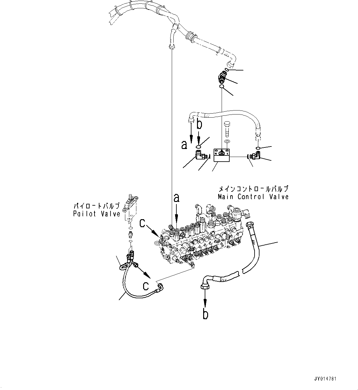 Excavators Komatsu / PC45MR-3 S/N 5001-UP (North America Spec.)(0000125c) / Control Valve, Attachment Piping (1/2) (#5401-6000)(H005034 : H0120-007034)