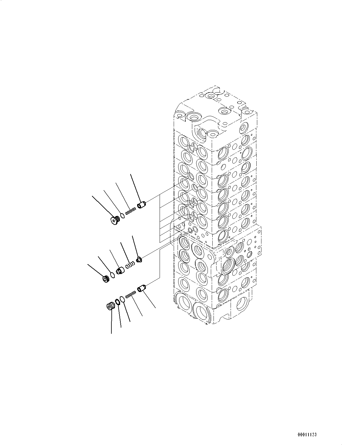 Excavators Komatsu / PC45MR-3 S/N 5001-UP (North America Spec.)(0000125c) / Control Valve, Inner Parts (11/23) (#5401-6000)(H009011 : H0120-006011)