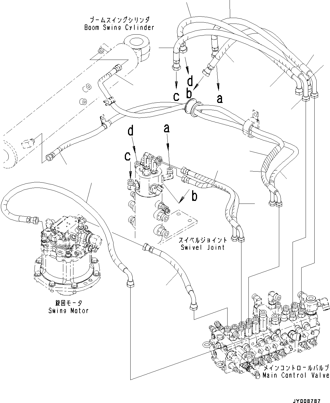 Excavators Komatsu / PC45MR-3 S/N 5001-UP (North America Spec.)(0000125c) / Actuator Piping, Boom Swing Cylinder, Travel, Swing Motor (#5001-5400)(H029001 : H1100-001001)