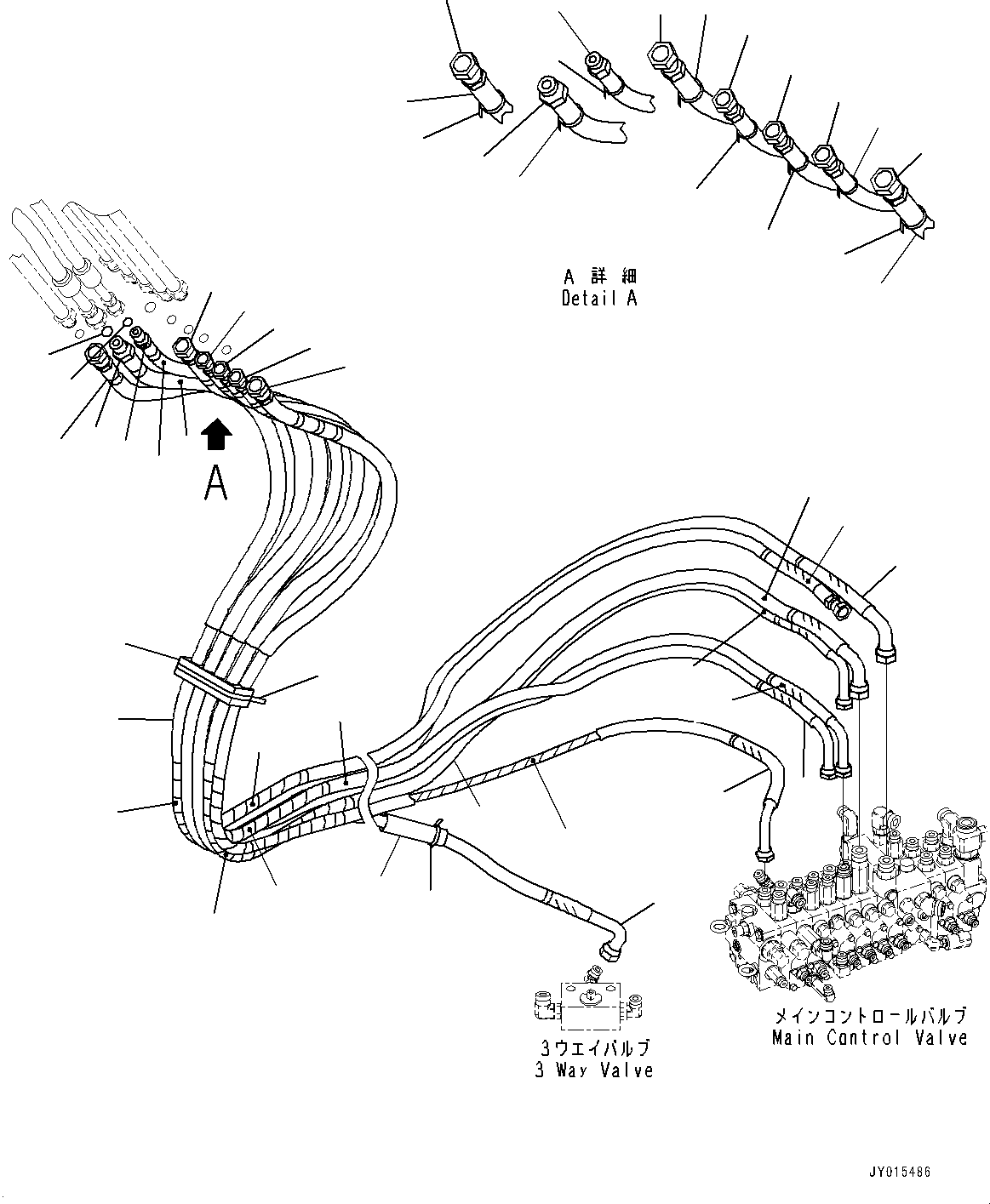 Excavators Komatsu / PC45MR-3 S/N 5001-UP (North America Spec.)(0000125c) / Actuator Piping, Boom, Arm, Bucket, Attachment Piping (#6201-)(H036002 : H1100-015002)