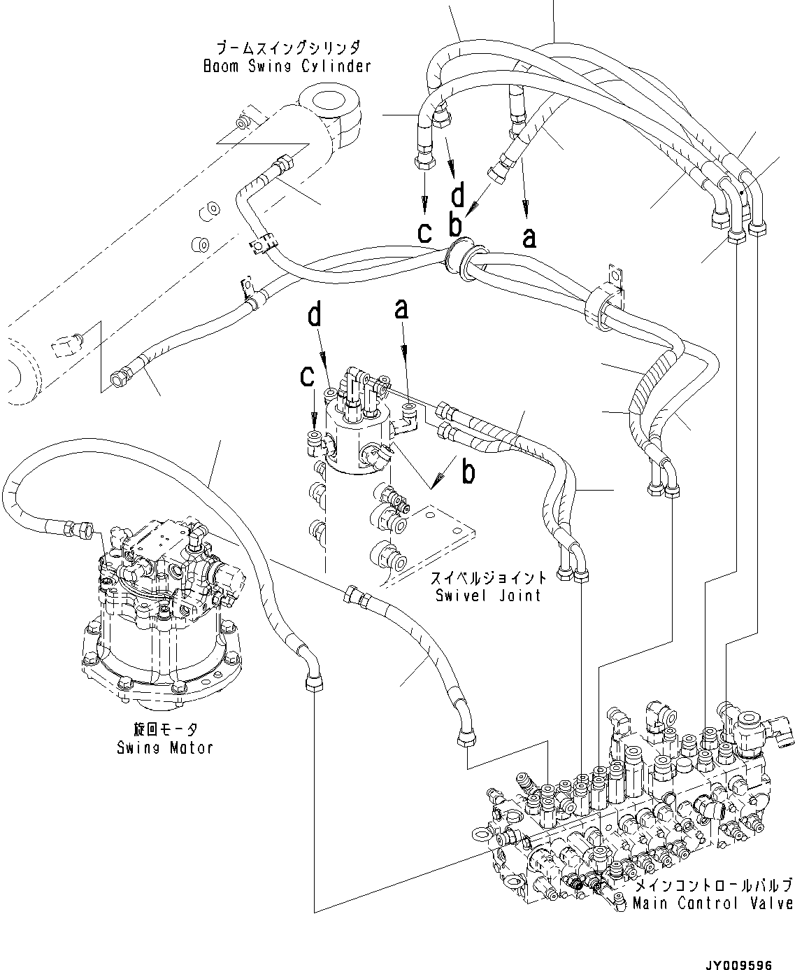 Excavators Komatsu / PC45MR-3 S/N 5001-UP (North America Spec.)(0000125c) / Actuator Piping, Boom Swing Cylinder, Travel, Swing Motor (#5001-5400)(H033001 : H1100-002001)