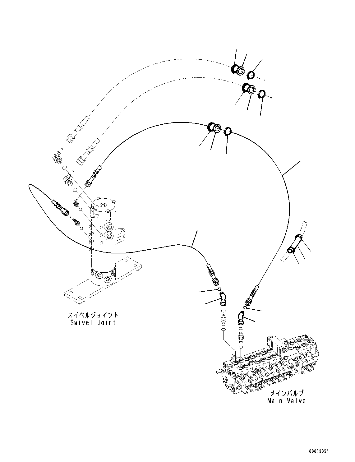 Excavators Komatsu / PC45MR-3 S/N 5001-UP (North America Spec.)(0000125c) / Power Angle Power Tilt Dozer Piping (#5001-5400)(H039001 : H1291-001001)