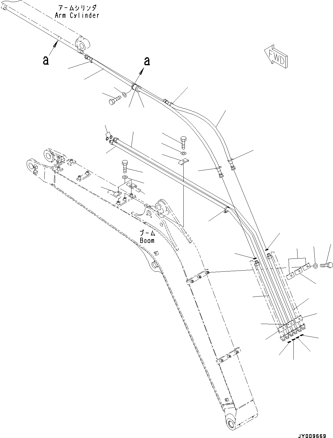 Excavators Komatsu / PC45MR-3 S/N 5001-UP (North America Spec.)(0000125c) / Boom, Arm and Bucket Cylinder Piping (#5001-5400)(T001002 : T1110-002002)
