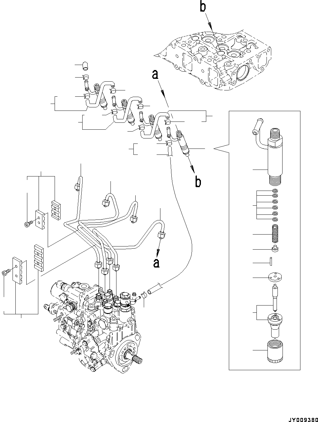 Engines Komatsu / 4D88E-6 S/N 14803-UP (For PC45MR-3)(0000126c) / Fuel Injector, Spill Hose(#14803-)(D002001 : 6DA12-001001)