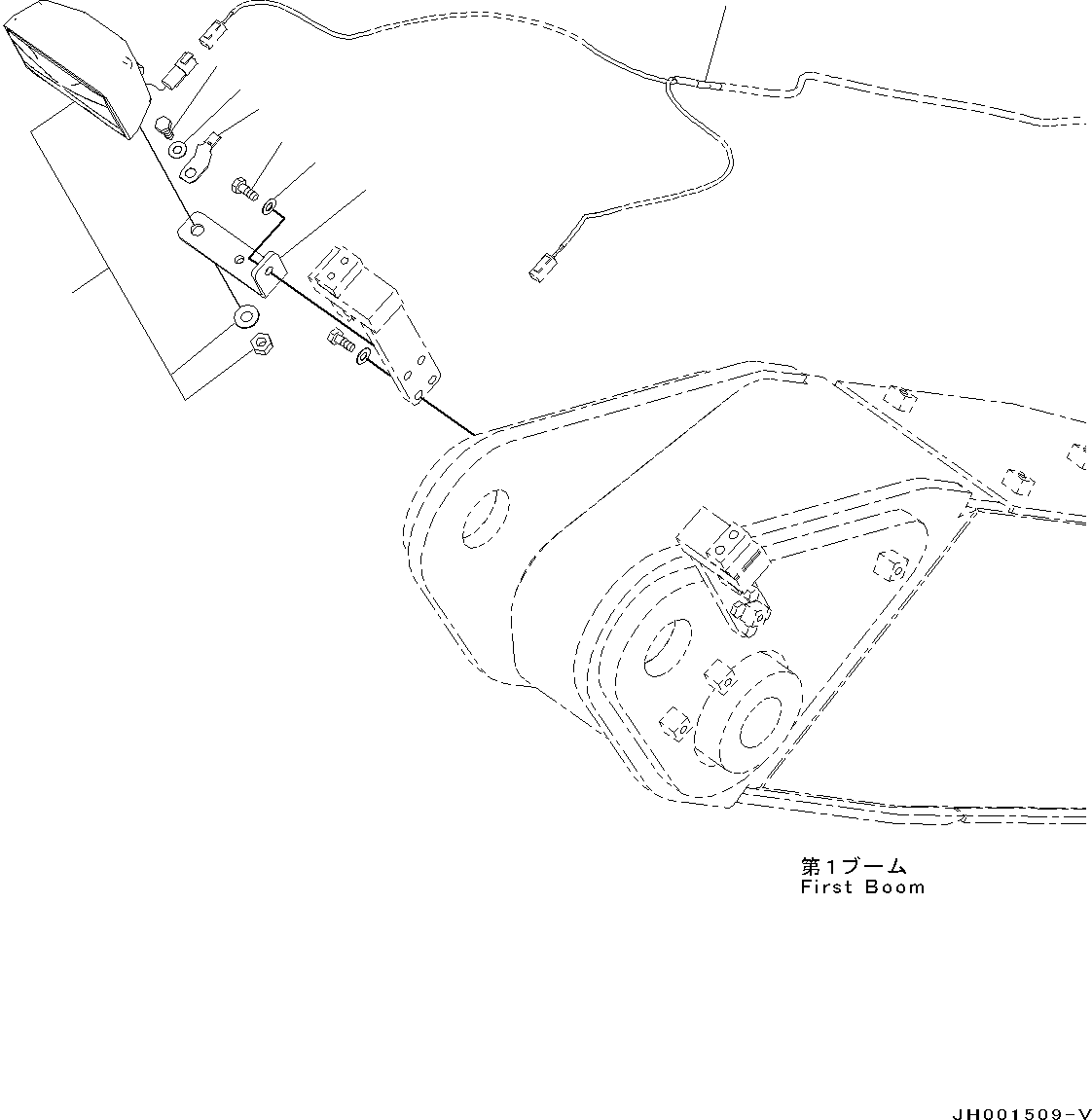 Excavators Komatsu / PC130-8 S/N 80001-UP(0000133c) / Additional Working Light, Boom, 2-piece Type(#80001-)(E009001 : E0310-006001)