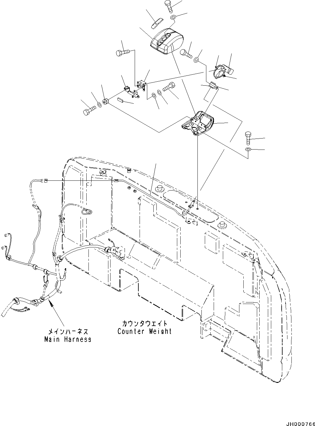 Excavators Komatsu / PC130-8 S/N 80001-UP(0000133c) / Rear View Camera(#80001-)(E017001 : E0450-002001)