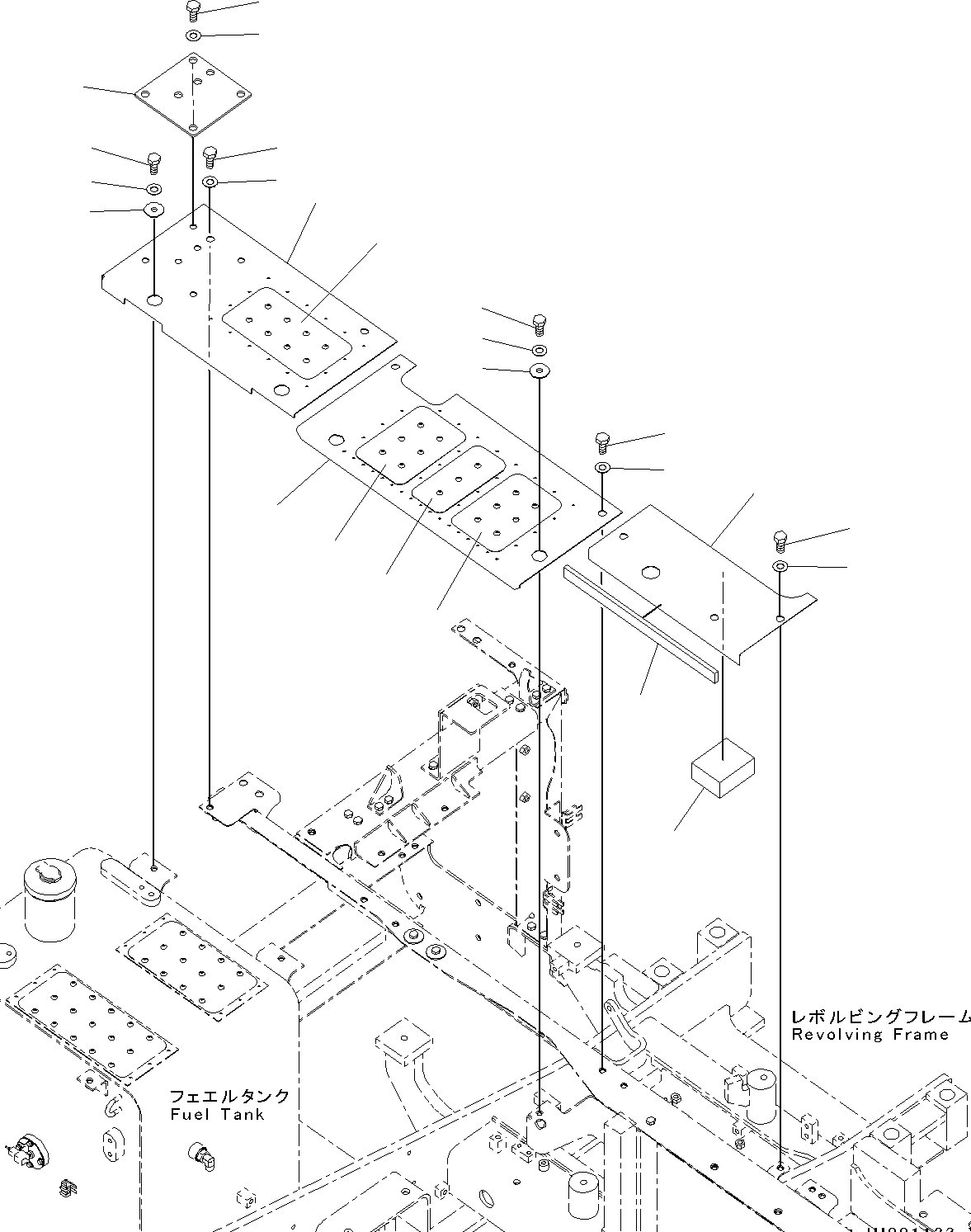 Excavators Komatsu / PC130-8 S/N C30001-UP(0000133k) / Front Cover, Except Japan(008013 : M1230-002001)