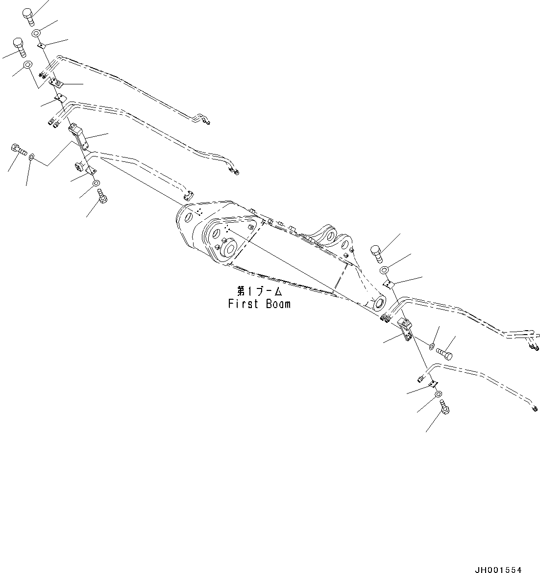 Excavators Komatsu / PC130-8 S/N C30001-UP(0000133k) / Boom, Piping, 2-piece Type(012023 : T1111-001003)