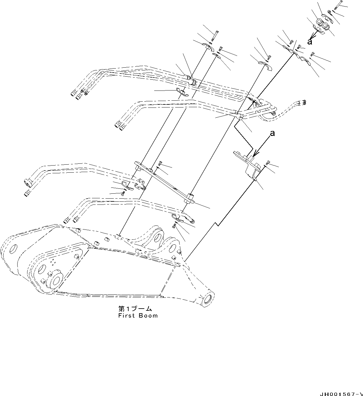 Excavators Komatsu / PC130-8 S/N C30001-UP(0000133k) / Boom, Piping, 2-piece Type, 2-actuator(012028 : T1111-002002)