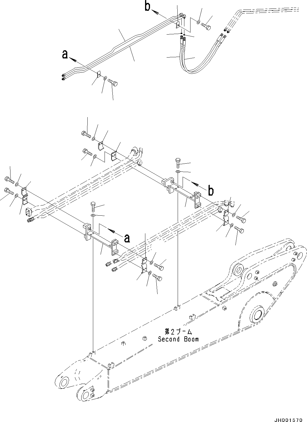Excavators Komatsu / PC130-8 S/N C30001-UP(0000133k) / Boom, Piping, 2-piece Type, 2-actuator(012031 : T1111-002005)
