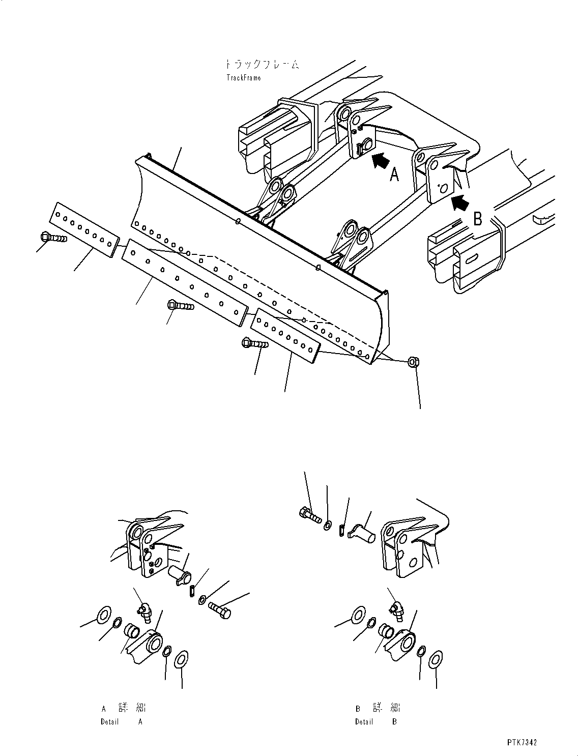 Excavators Komatsu / PC130-8 S/N C30001-UP(0000133k) / Blade, With Bolt On Cutting Edge(012074 : T1710-001001)