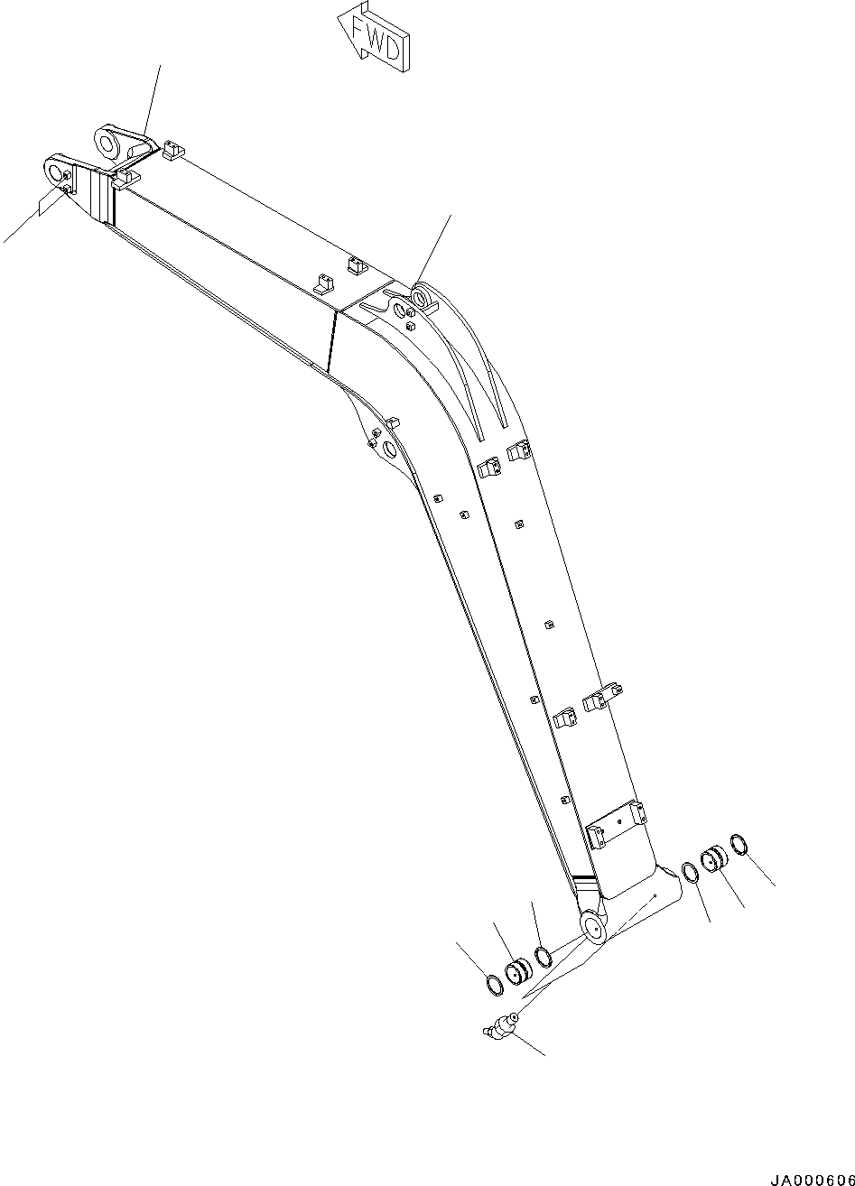 Excavators Komatsu / PC88MR-8 S/N 5001-UP (EU Spec.)(0000135c) / Boom, Boom and Bushing (#5001-)(T007001 : T1110-006001)