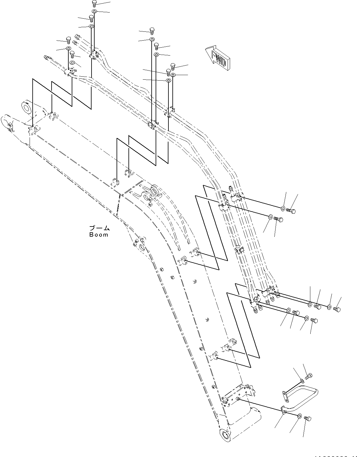 Excavators Komatsu / PC88MR-8 S/N 5001-UP (EU Spec.)(0000135c) / Boom, Piping Mounting and Handrail (#5001-)(T005005 : T1110-004005)