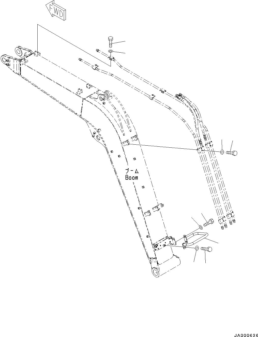 Excavators Komatsu / PC88MR-8 S/N 5001-UP (EU Spec.)(0000135c) / Boom, Piping Mounting and Handrail (#5001-)(T004005 : T1110-009005)