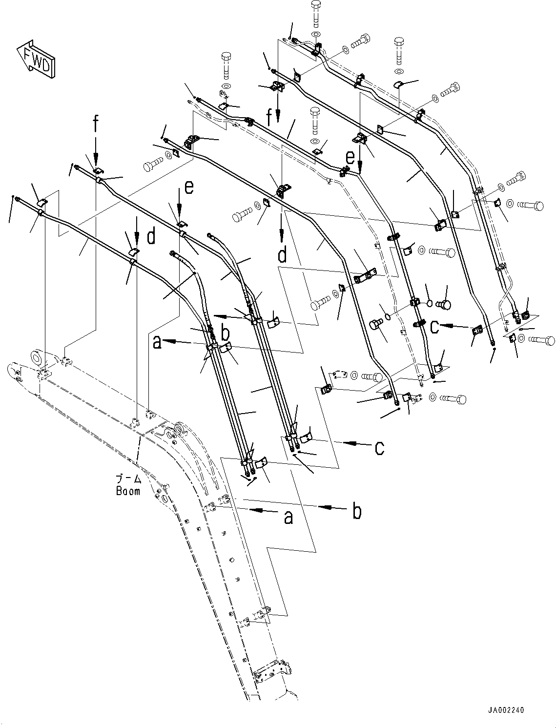 Excavators Komatsu / PC88MR-8 S/N 5001-UP (EU Spec.)(0000135c) / Boom, Piping (#5001-)(T007004 : T1110-006004)