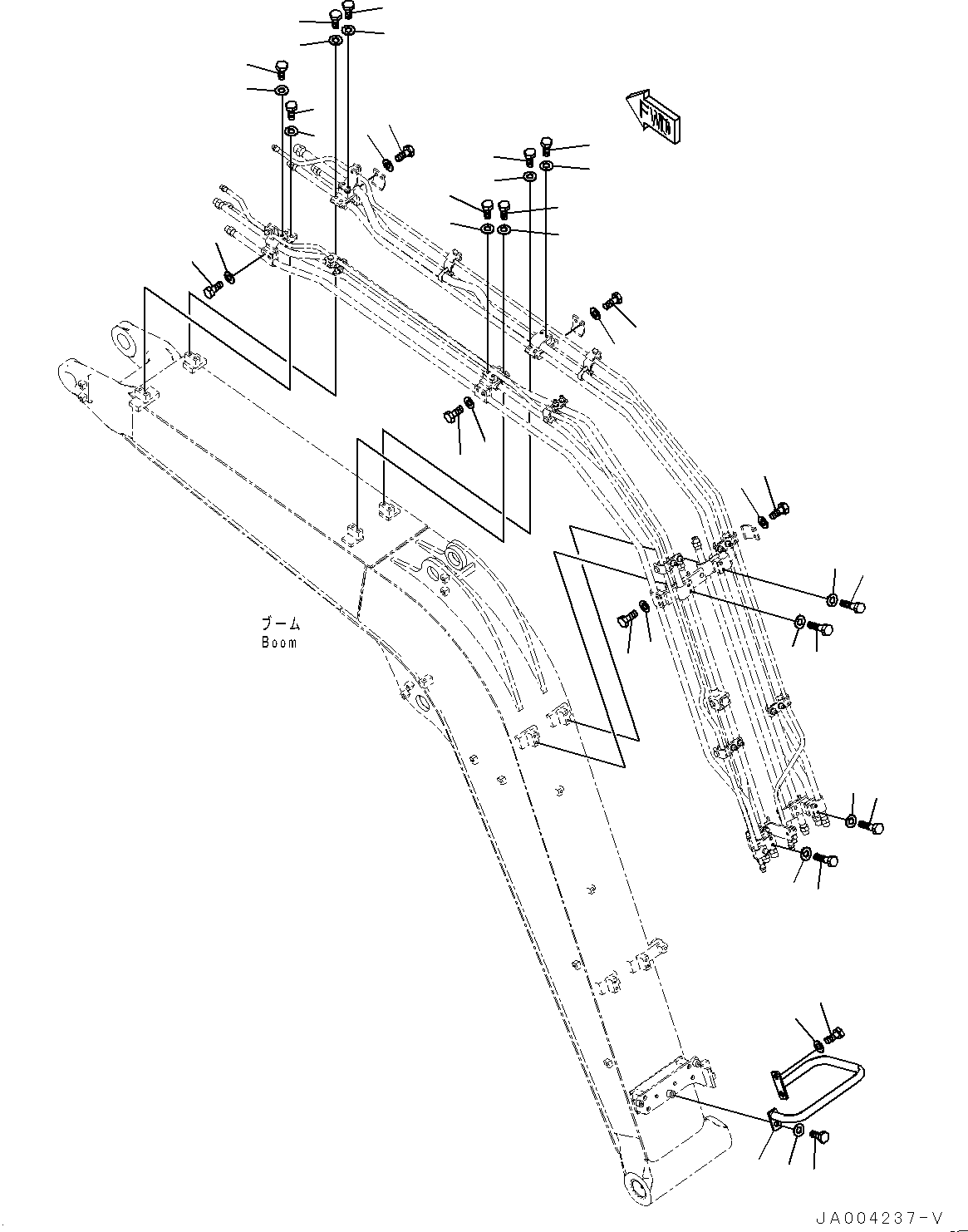 Excavators Komatsu / PC88MR-8 S/N 5001-UP (EU Spec.)(0000135c) / Boom, Piping Mounting and Handrail (#5099-)(T007006 : T1110-006005A)