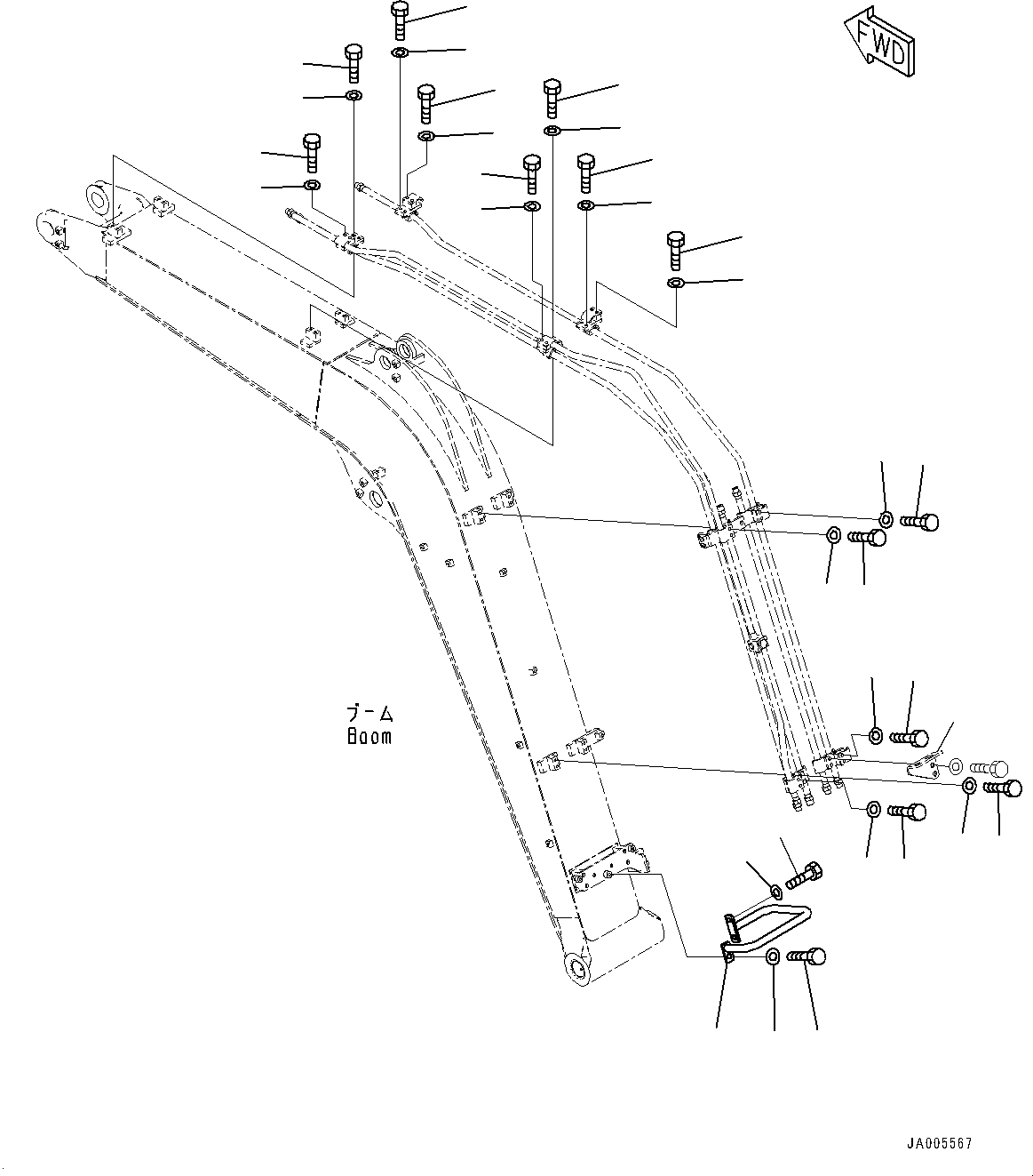 Excavators Komatsu / PC88MR-8 S/N 5001-UP (EU Spec.)(0000135c) / Boom, Piping Mounting and Handrail (#5318-)(T008005 : T1110-017005)